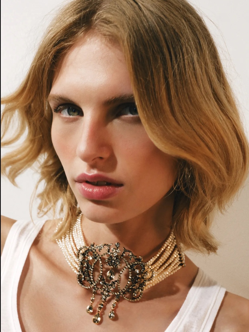 ZARA PEARL AND GEM CHOKER NECKLACE